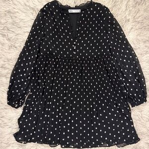 Zara Pleated Mini Dress - Polka Dots